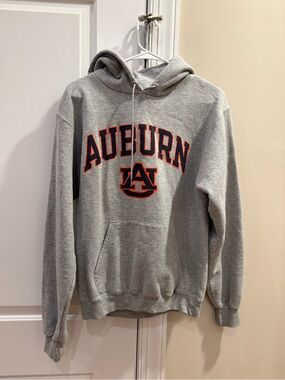 Champion Gray Hoodie with Orange Auburn Script